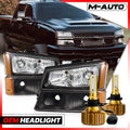 Black Replacement Headlight & 6500K LED Bulb for Chevy
