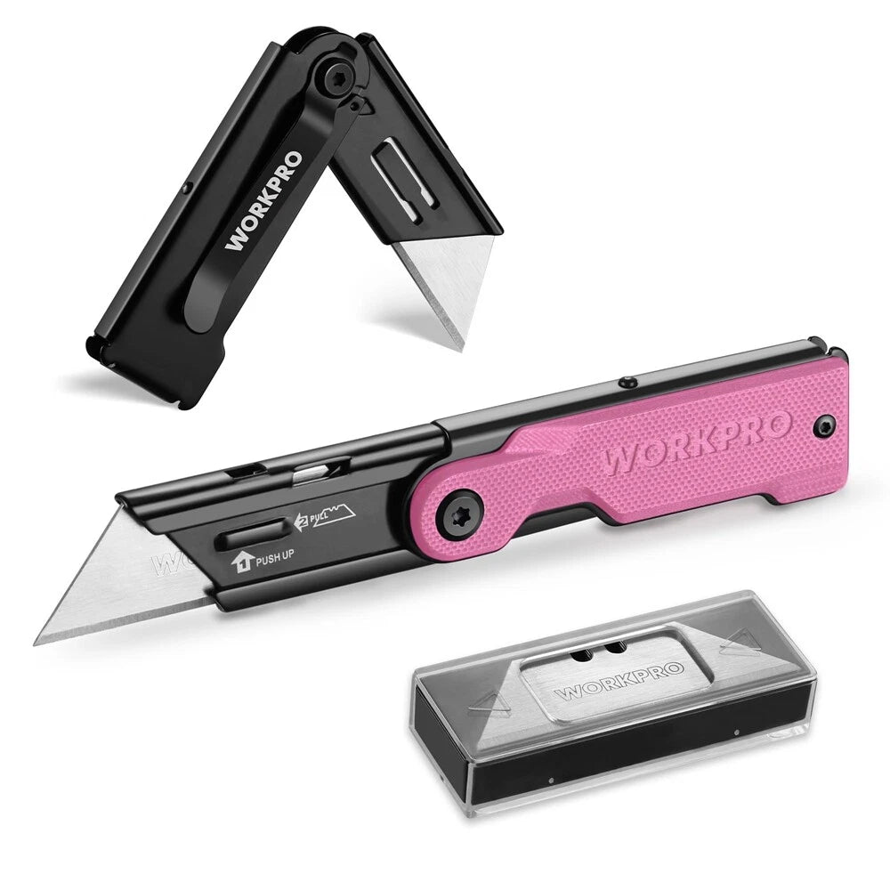 Workpro Heavy Duty Folding Utility Knife Sk5 Blades Quick Change Box