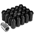 Open End M12x1.25 50mm Tall 25mm Od Black Aluminum Jdm Lug Nuts+lock