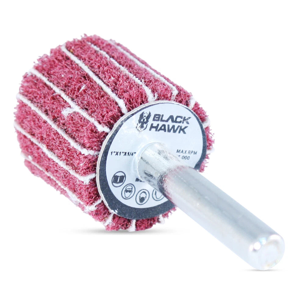 25 Pack - 1” x 1” x ¼” Mounted Interleaf Flap Wheels Red (Medium) Sand &amp; Polish