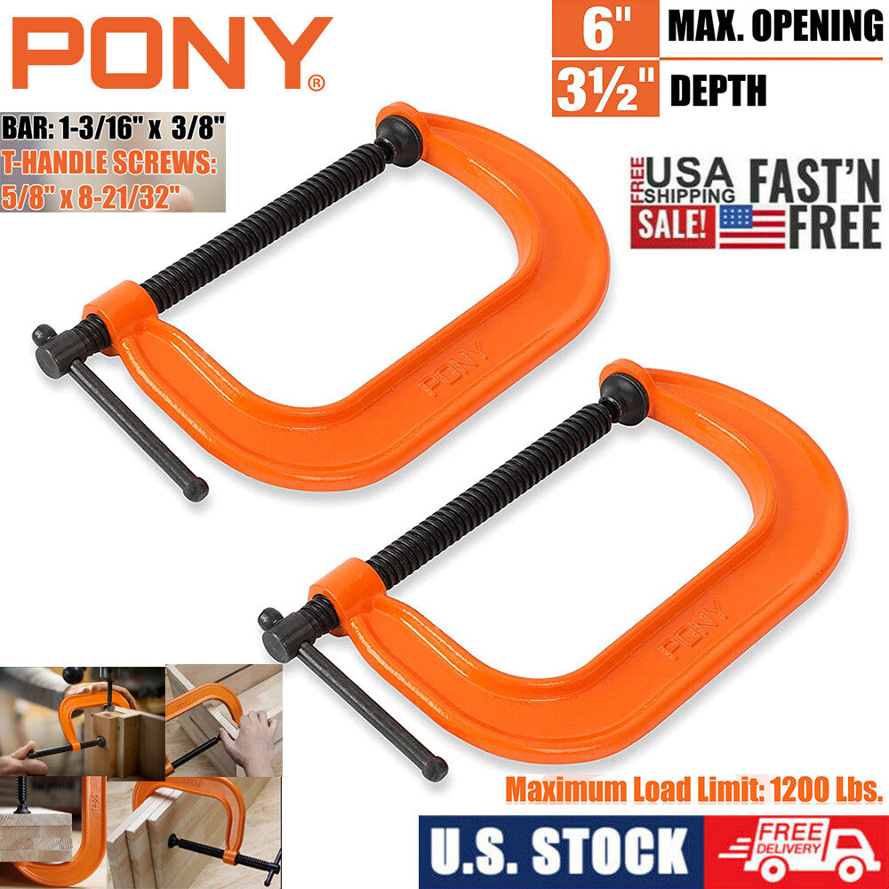 Pony 6-Inch C-Clamp 2-Pack Set by Pony