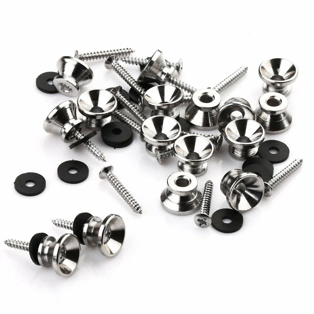 2/4/8//set Guitar Bass Chrome Metal End Pin Strap Buttons Cushion