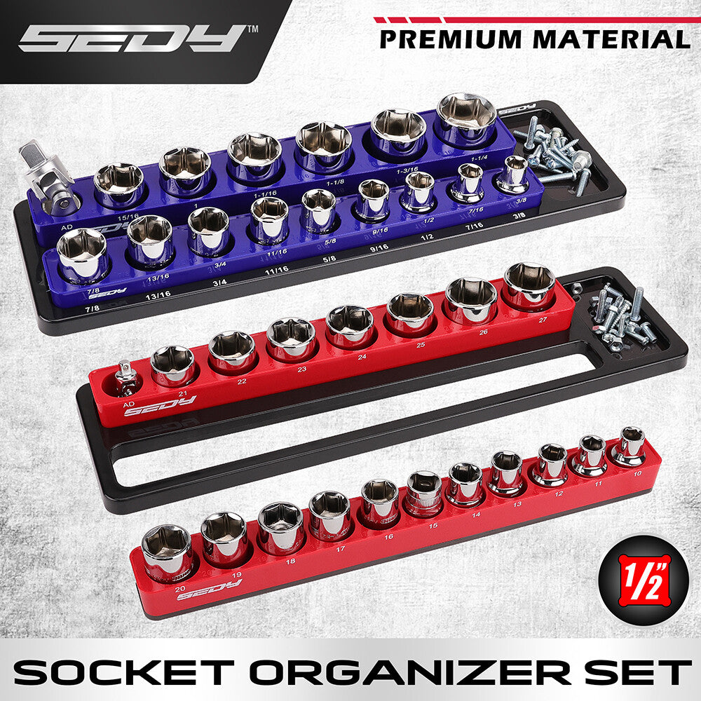 Magnetic 1/2" Sockets Holder Organizer Set Detachable Storage Tray