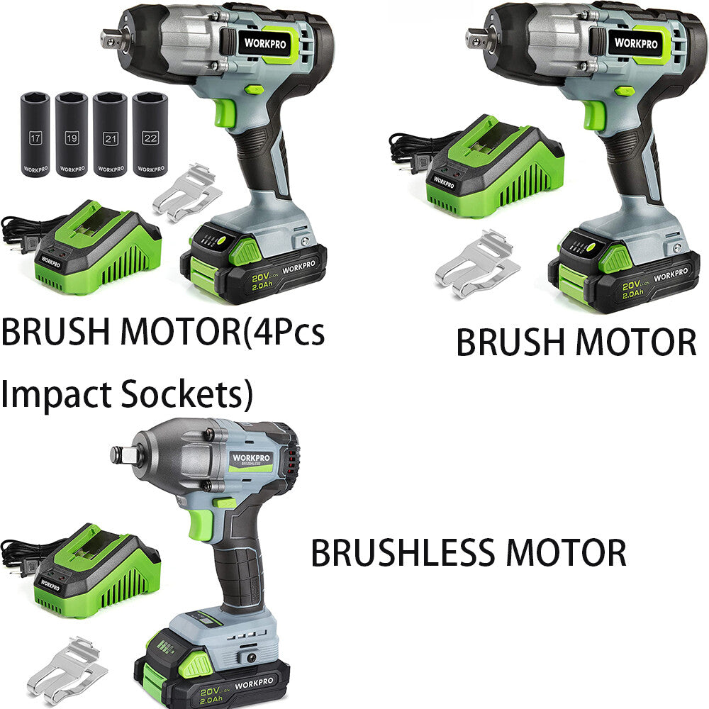 WORKPRO 20V Cordless Impact Wrench with 4 Impact Sockets by WORKPRO