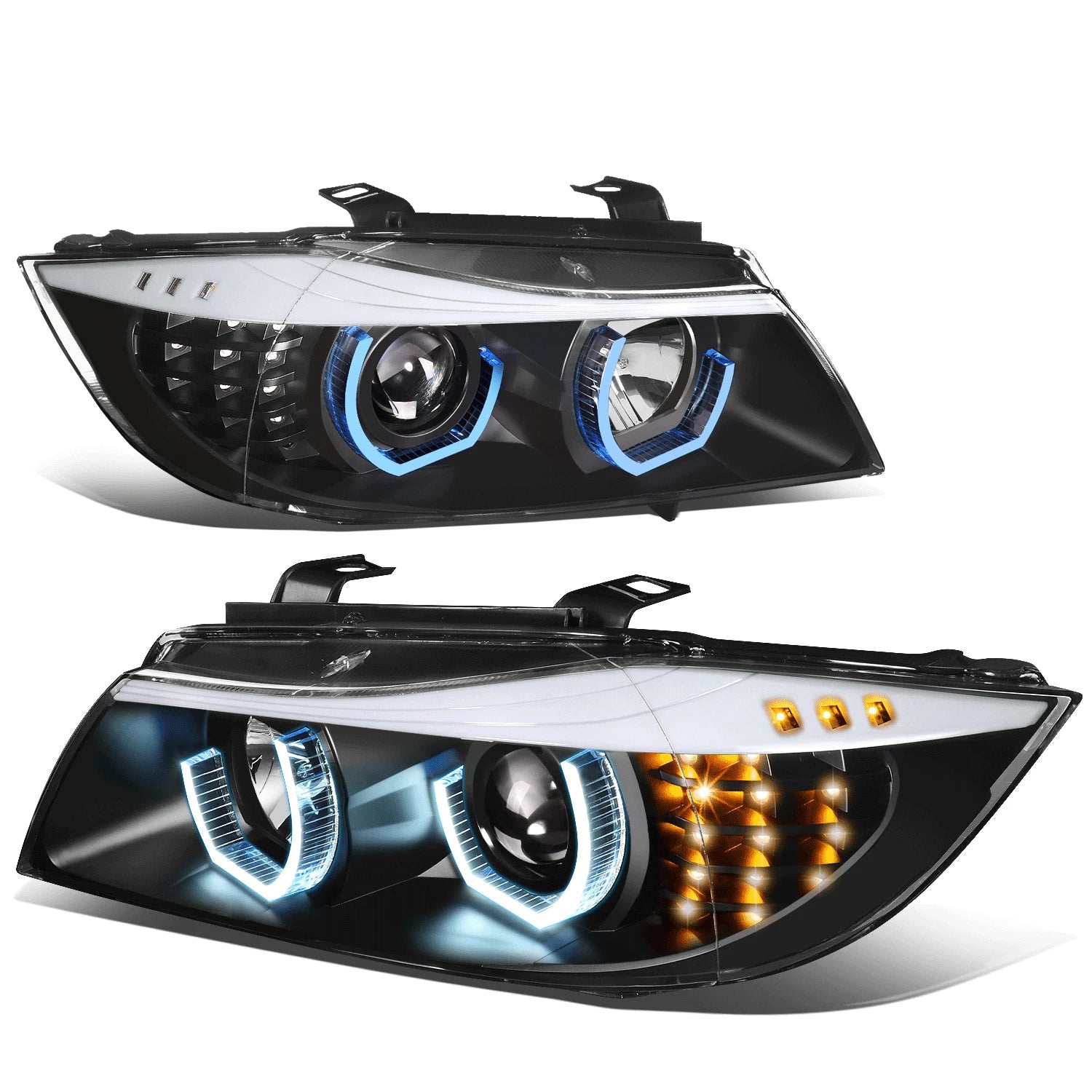 [Blue Led 3d Crystal U-halo]fit 2009-2012 Bmw | Built Supply Co