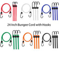 WORKPRO 4PC 24" Bungee Cord w/Hooks Rubber Heavy Duty Straps Strong