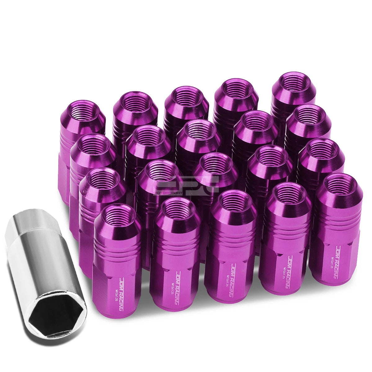 Close End M12x1.25 50mm Tall 20mm Od Purple Aluminum Jdm Lug