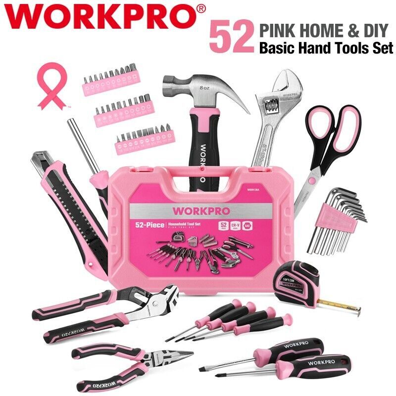 WORKPRO Pink Tools Set 52PCS by WORKPRO