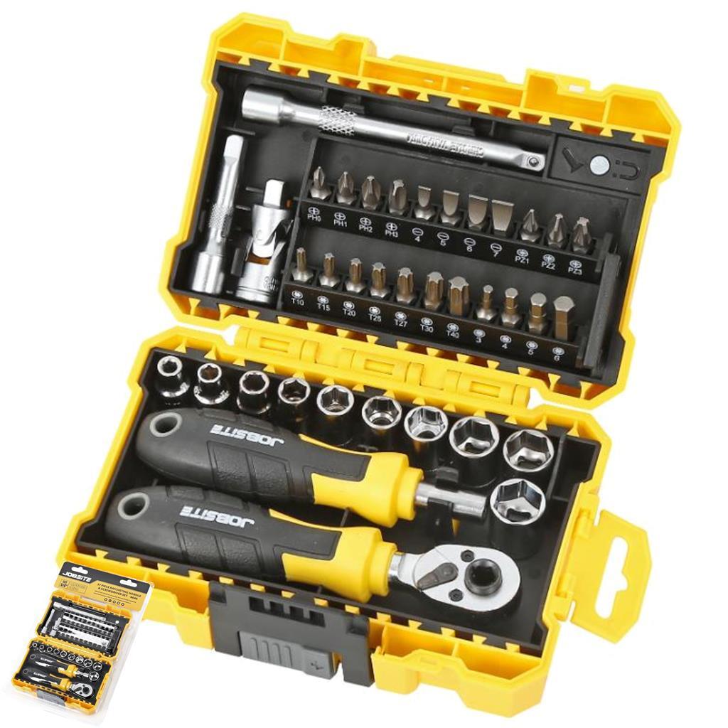 Jobsite 37PC Ratchet Handle & Screwdriver Set 1/4" Drive