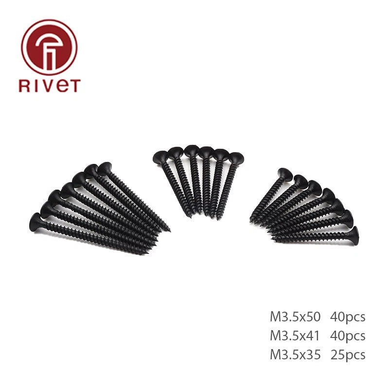 1set Flat Head Self Tapping Screw M3.5 Drywall Wood Black Phillips