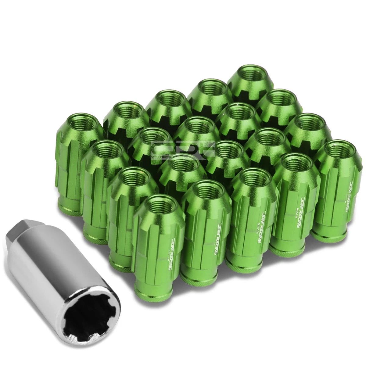 Open End M12x1.25 50mm Tall 24mm Od Green Aluminum Jdm Lug