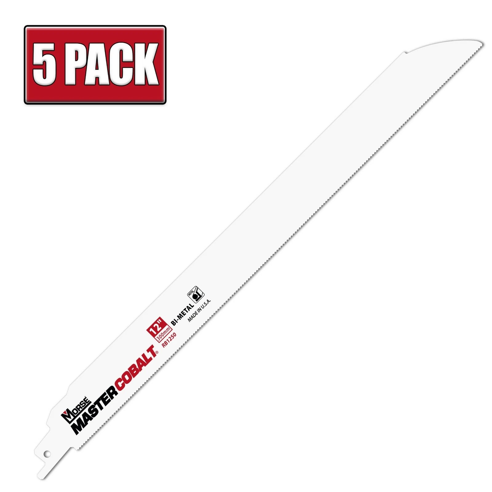 12" x .05" 14 TPI Morse Master Cobalt Bi-Metal Reciprocating Saw Blades - 5 Pack