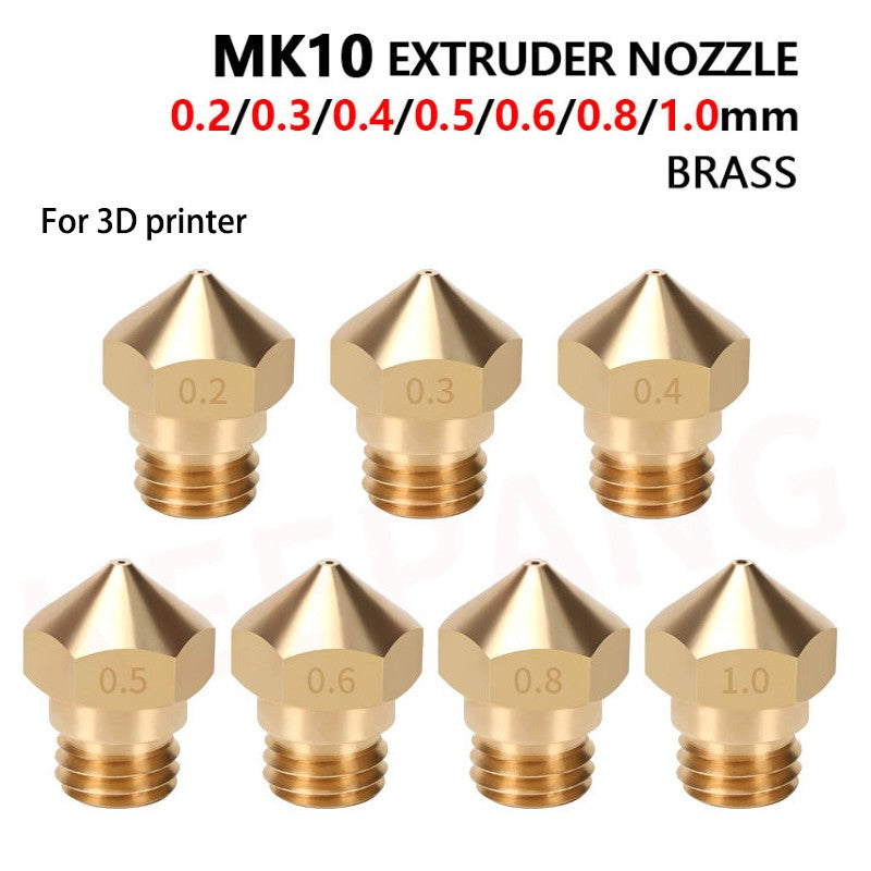 MK10 Brass 3D Printer Nozzles - Various Sizes