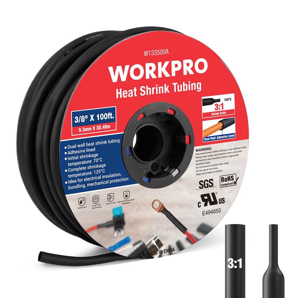 WORKPRO 3/8" Heat Shrink Tubing 100FT by WORKPRO