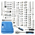 108PCS Socket Kit 1/2 1/4 Drive CR-V Ratchets 10-32mm Mechanics Repair