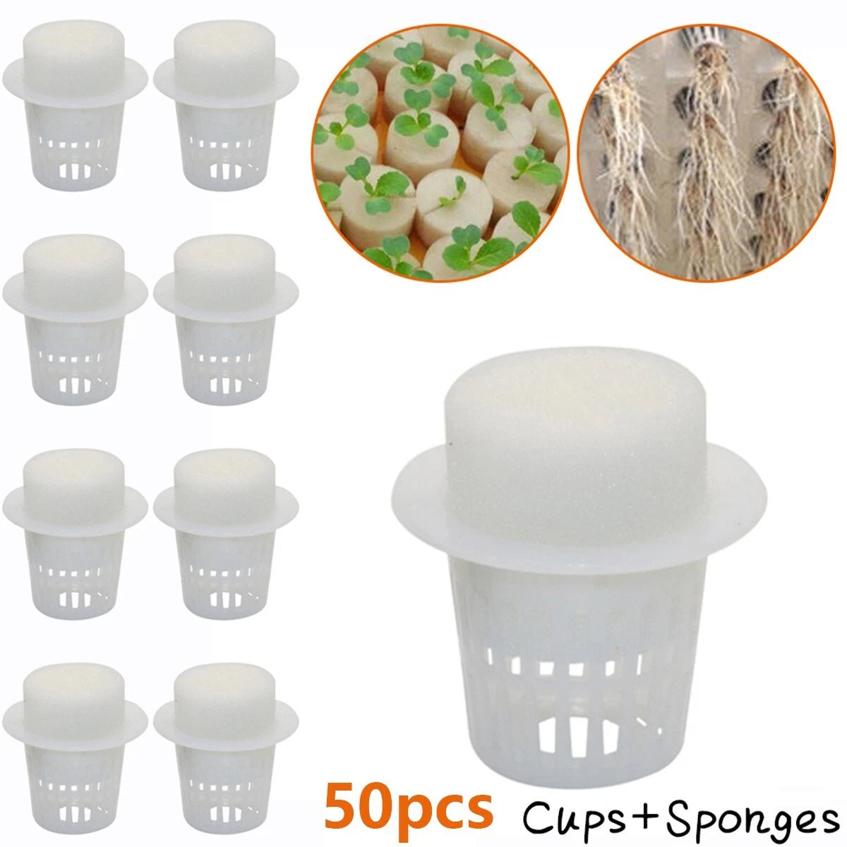 Set Hydroponics Plant Grow Net Cup Mesh Aquaponic Mesh Pot Basket
