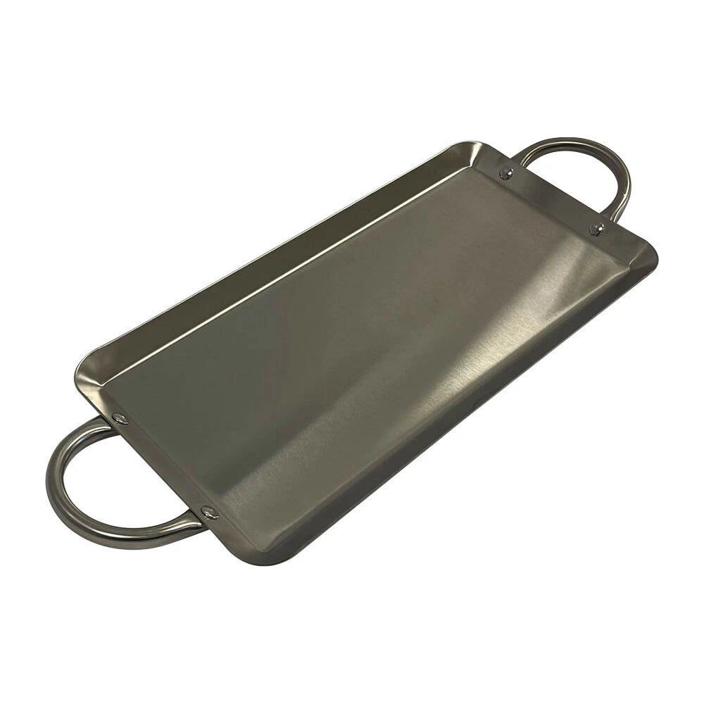 21.5" Rectangular Stainless Steel Serving Platter Ottoman Tray For