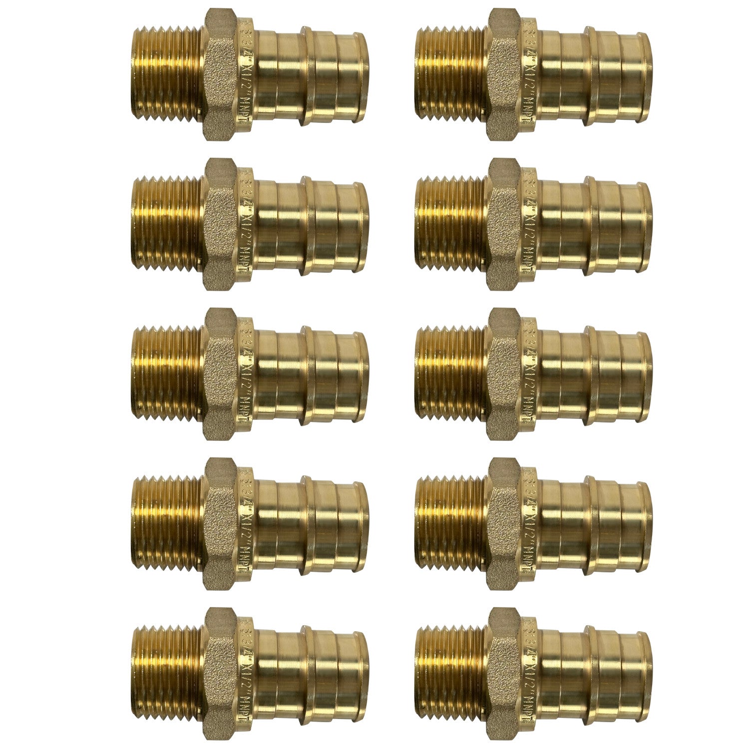 10 Pack XFITTING 3/4" Pex A x 1/2" Male Adapter, F1960