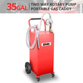 Red 35 Gallon Portable Steel Gasoline Diesel Fuel Caddy Storage Tank