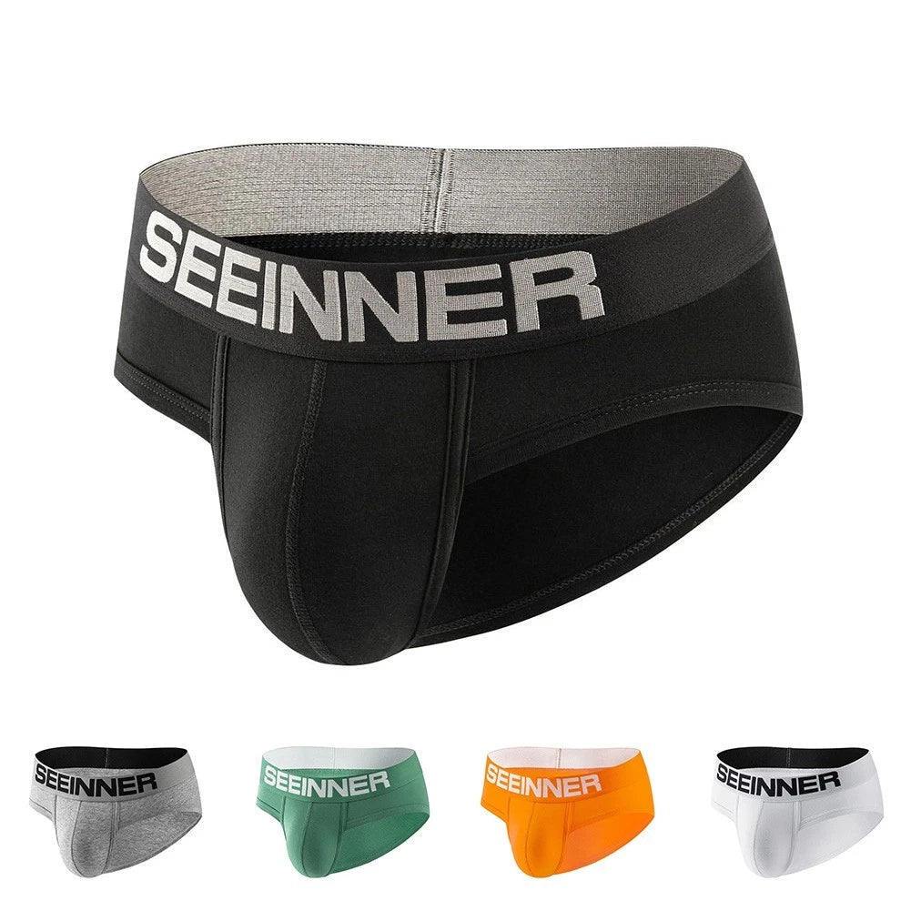 Men's Casual Comfort Briefs Breathable Cotton Pouch Underwear For