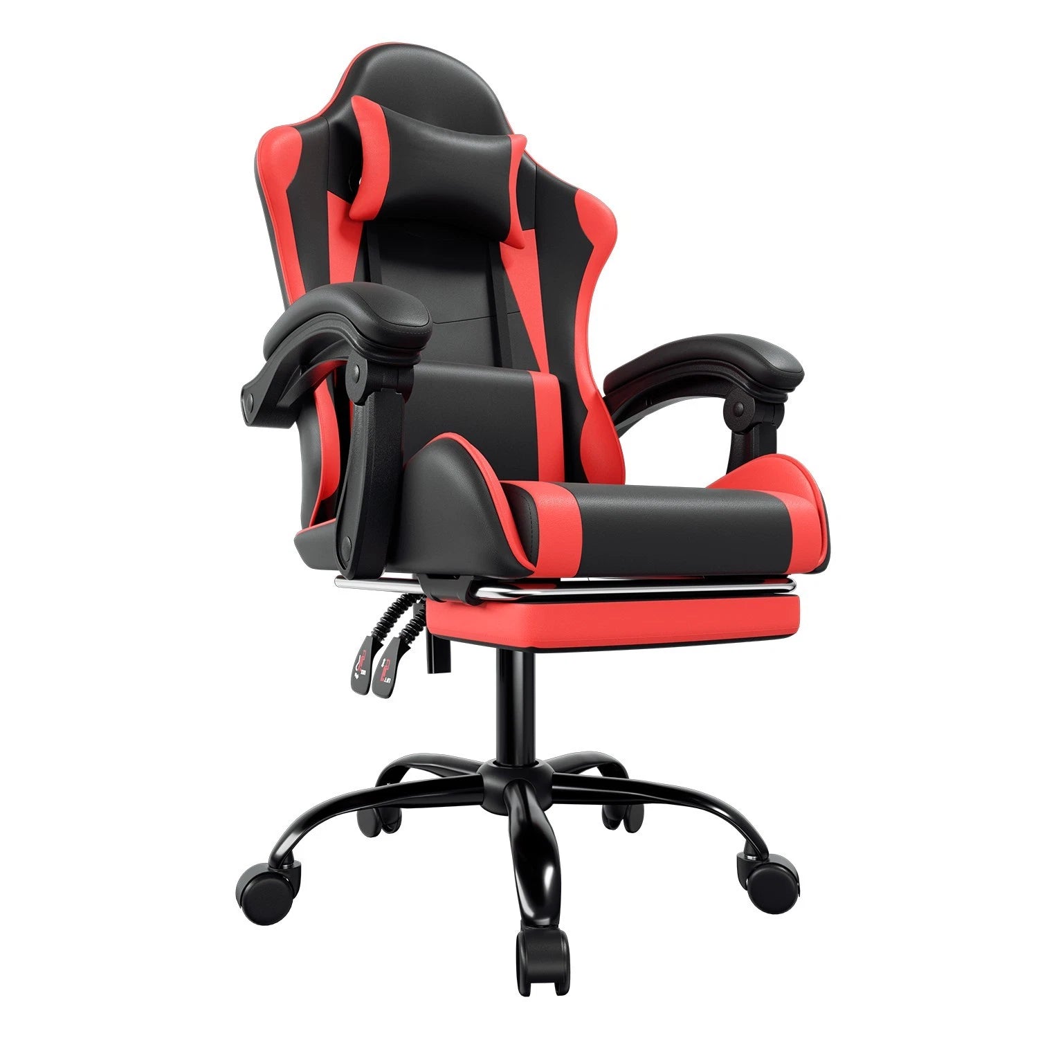 24.5"x 22"x 45.5" 350 Lbs Adjustable Open Back Gaming Chair Red+black