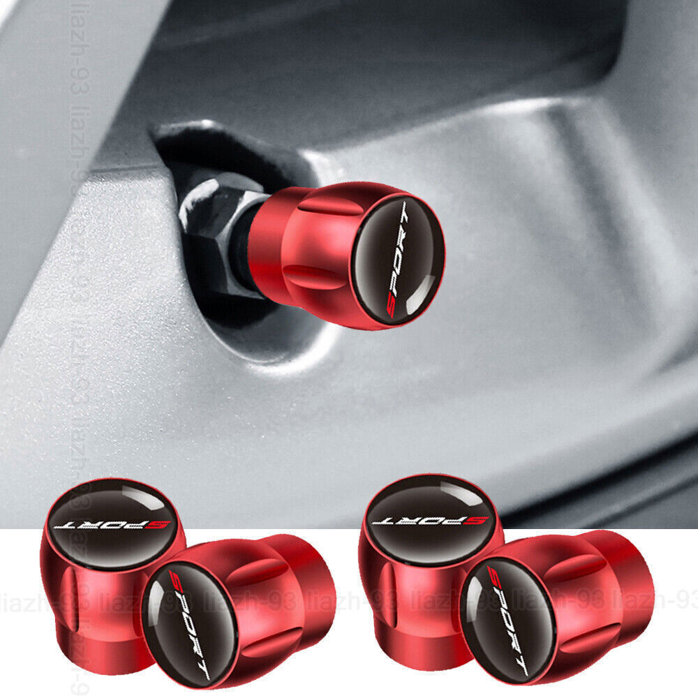 Red Aluminium Car Tire Valve Caps Tyre Valve Stem Cover Air Dust Wheel