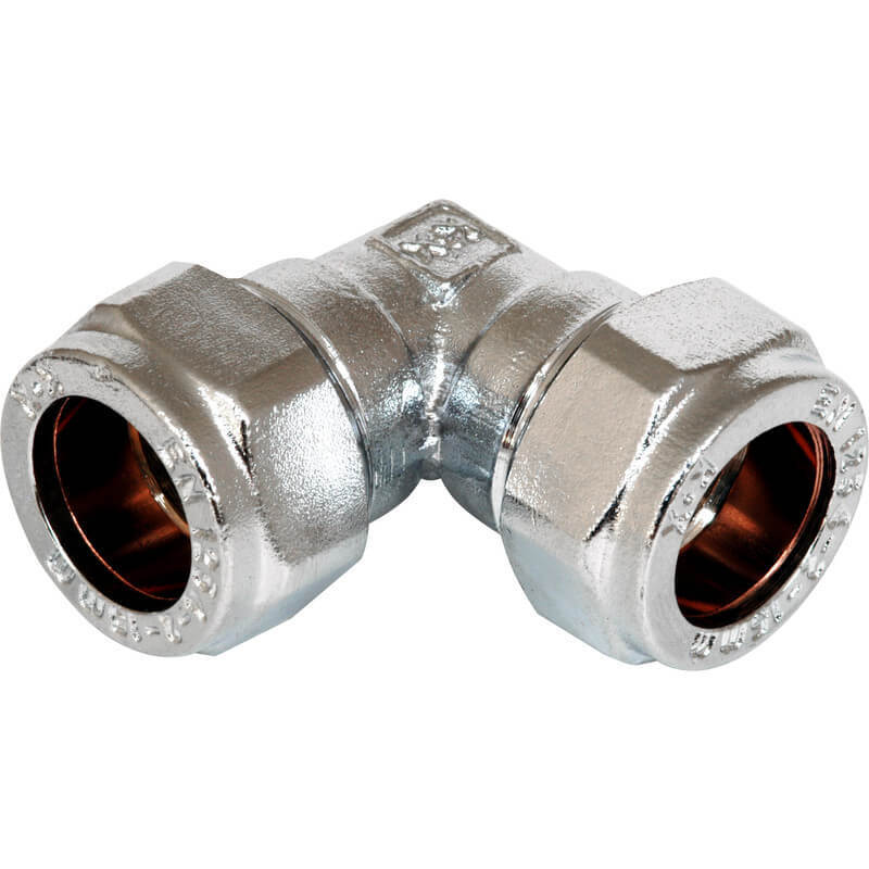 Chrome Compression Fitting Elbow 15mm