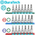 DURATECH 21PC Bit Socket Set 3/8'' Drive Torx Allen Bit Socket S2 Bit