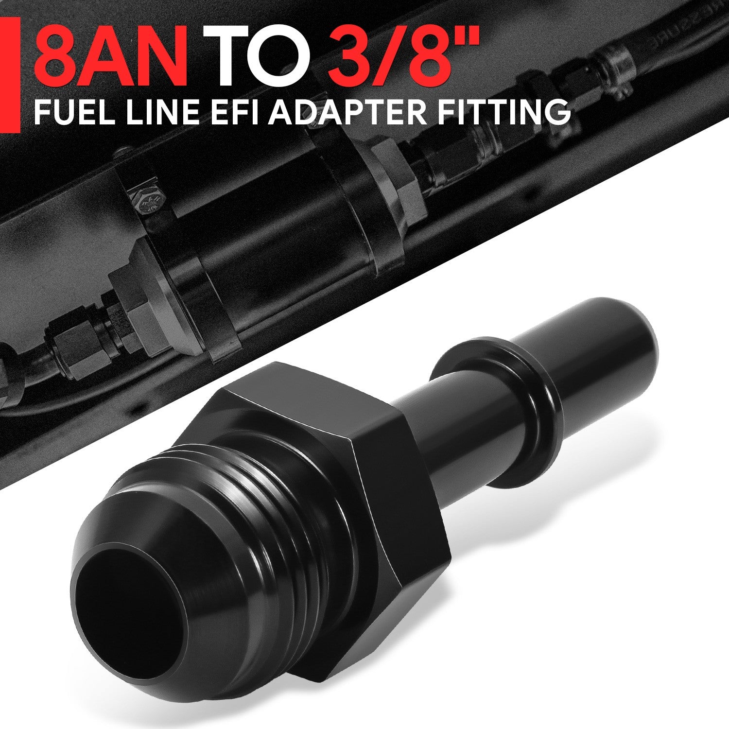 8an Efi Fitting Adapter Fuel Line Male to 3/8" Rail Aluminum Quick