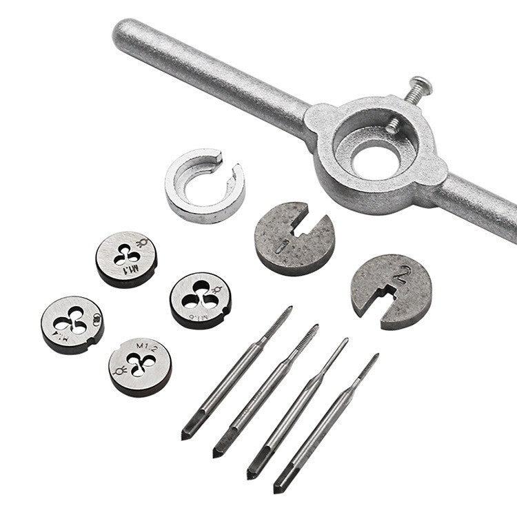 12PC 6432 Hss Mini Tap and Die Set: M1.1, 1.2, 1.4, 1.6mm Wrench &