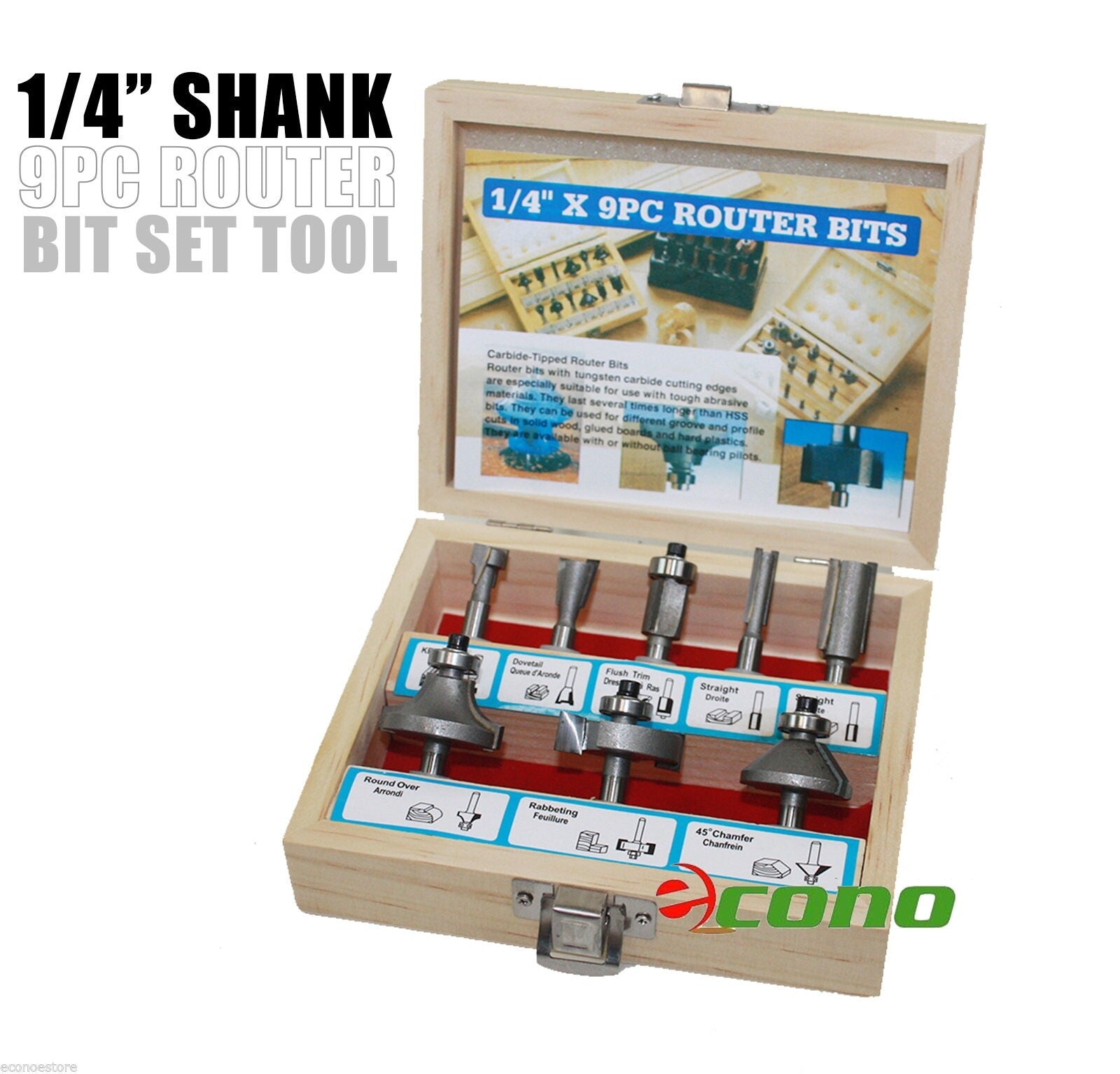 5pc Countersink Drill Bit Set Tri-Flat Shank by Unbranded