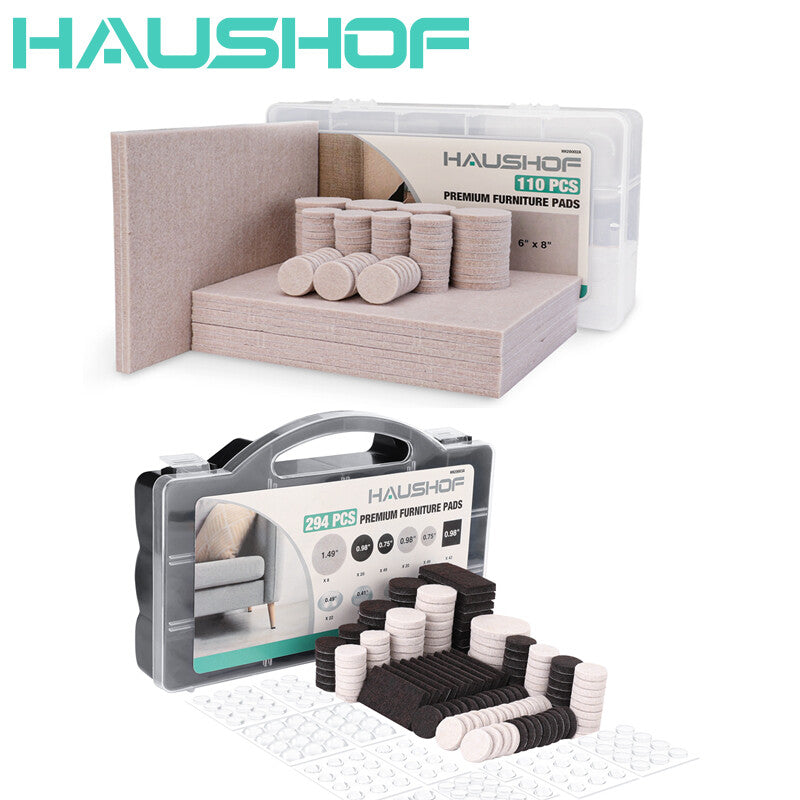 HAUSHOF 294PCS/110PCS Felt Furniture Pads Cabinet Door Bumpers with