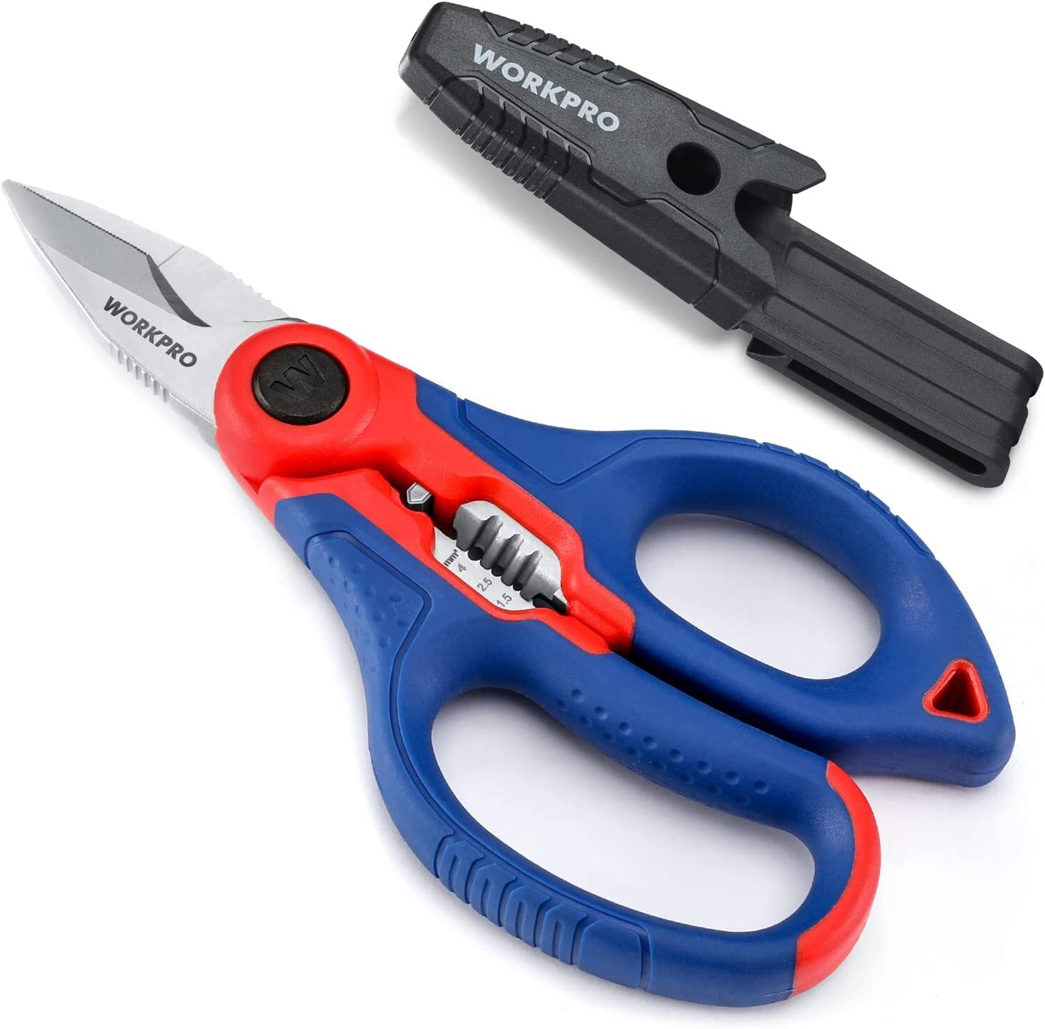 WORKPRO Stainless Electricians Scissors 6.4 inch Serrated Blade w/Wire Stripper