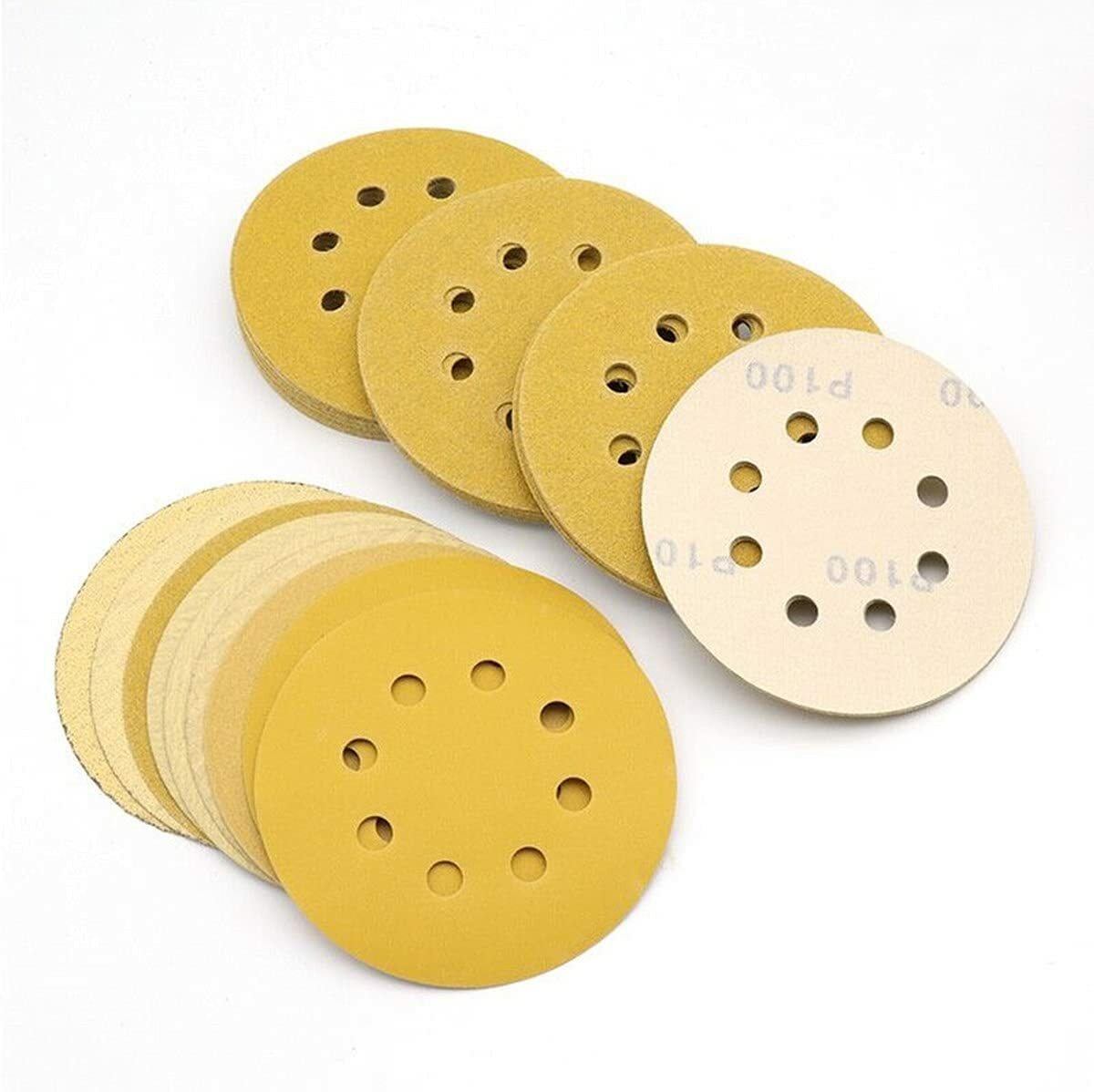 105PCS 5 inch 8-Hole Hook and Loop Sanding Discs 60 80 120 150 220 320