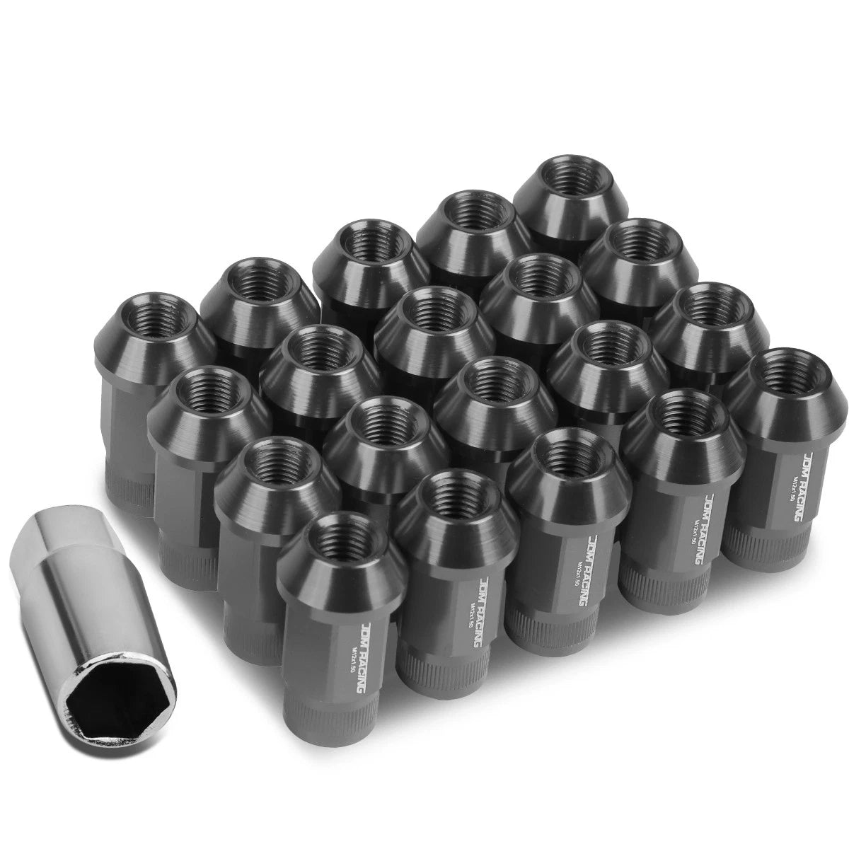 Open End M12x1.5 44mm Tall 25mm Od Gun Metal Aluminum Jdm Rim Lug