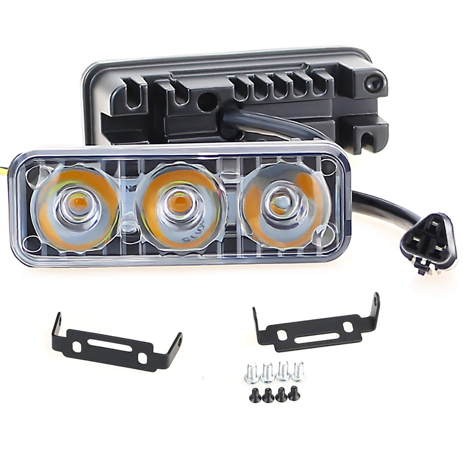 Car Daytime Running Light Led White Drl Amber Turn Signal Front Fog