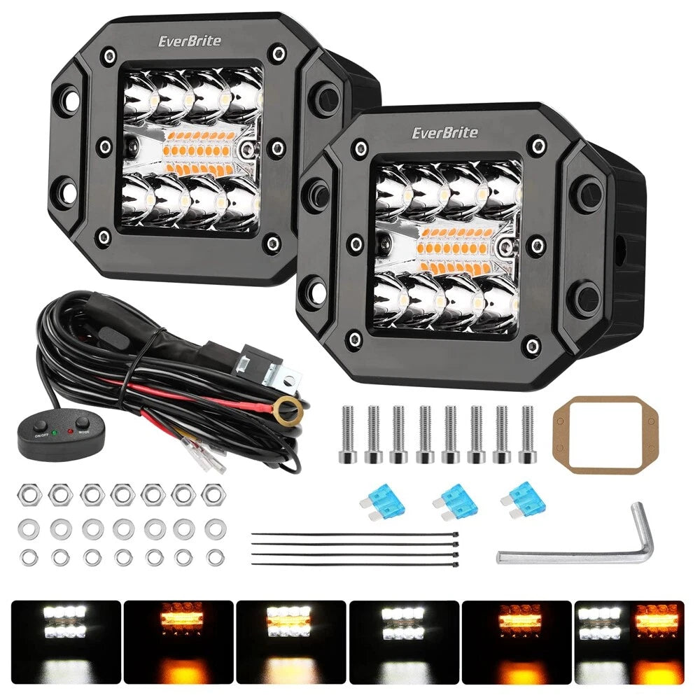 2x3.5 Inch 48W Led Work Light Bar Spot Pods Flush Mount Spot Fog