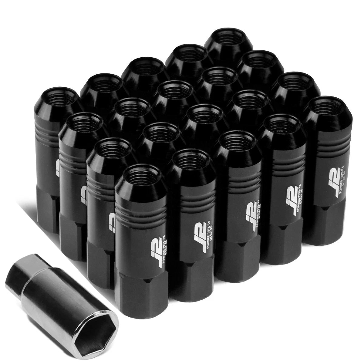 J2 7075 Forged Aluminum M12x1.25 6cm Open-end Lug Nuts Set W/adapter