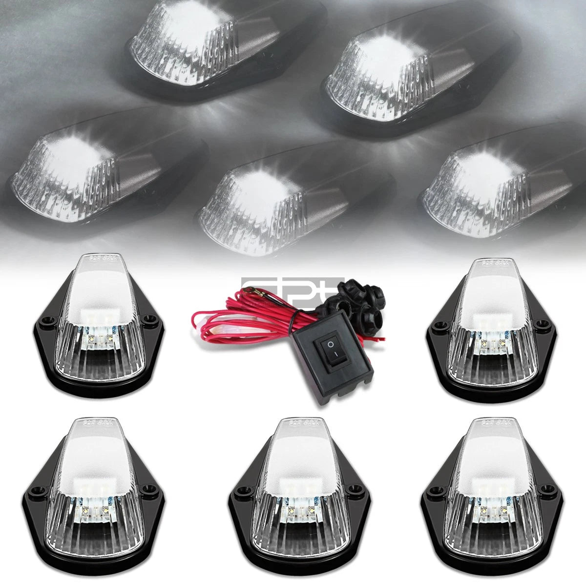 Fit 80-96 F-series Pickup Chrome White Led Cab Roof Running