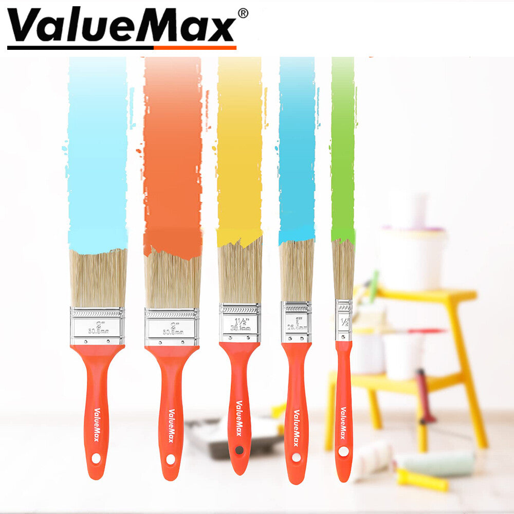 ValueMax 5-Pack Paint Brush Set w/4 Sizes Wall Brush Flat Small