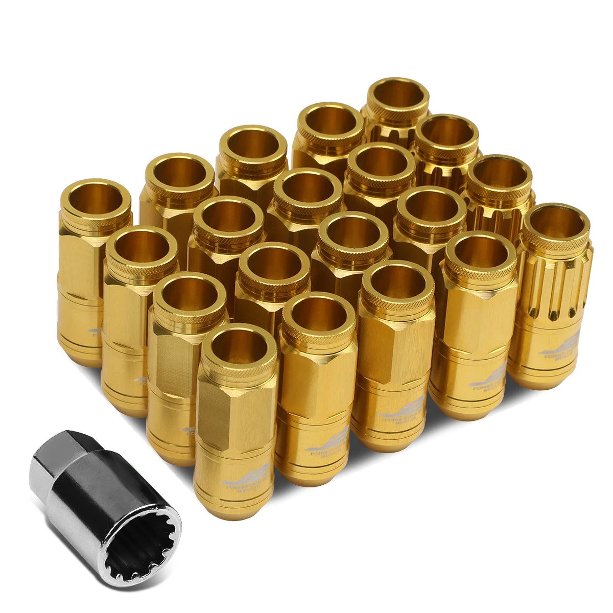 J2 7075 Forged Aluminum M12x1.5 5cm Open-end Lug Nut W/4x Lock+key