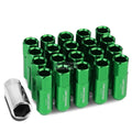 Open End M12x1.25 60mm Tall 25mm Od Green Hexagon Jdm Lug Nuts+adapter
