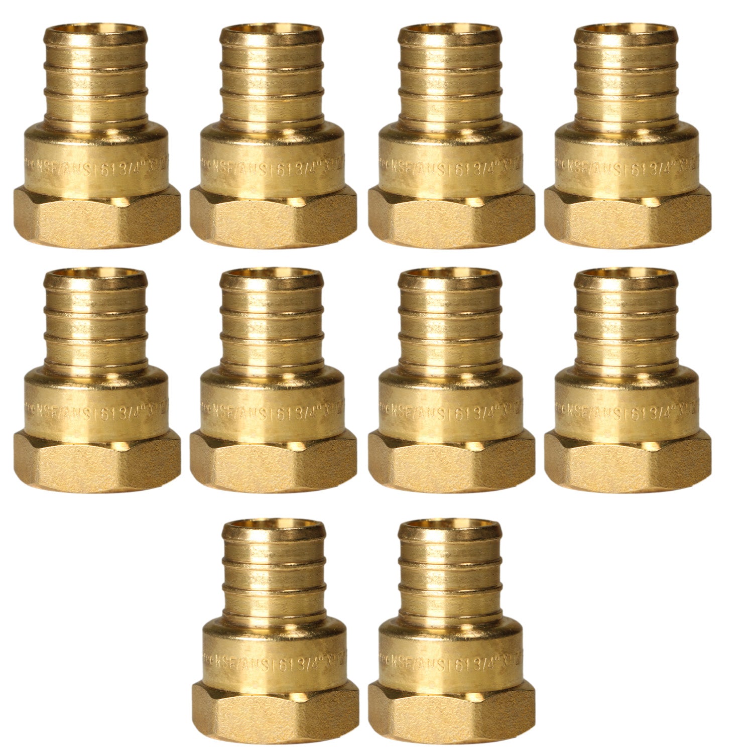 XFITTING 3/4" PEX-B Barb x 1/2" Female NPT Adapter 10 Pack