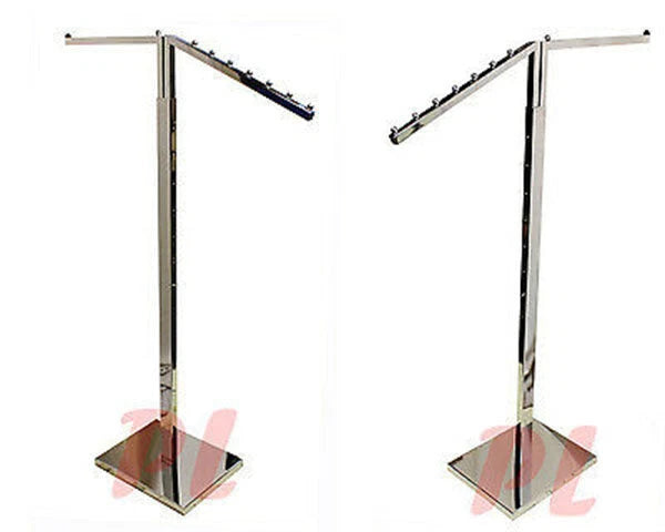 2 Way Chrome Clothing Garment Rack Retail Display Rack - 71" High