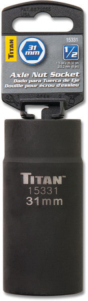 Titan 31mm 1/2" Drive 6 Point Axle Nut Socket by Titan