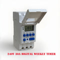 Digital Lcd Programmable Weekly Timer 220V 30a Time Relay Switch Din