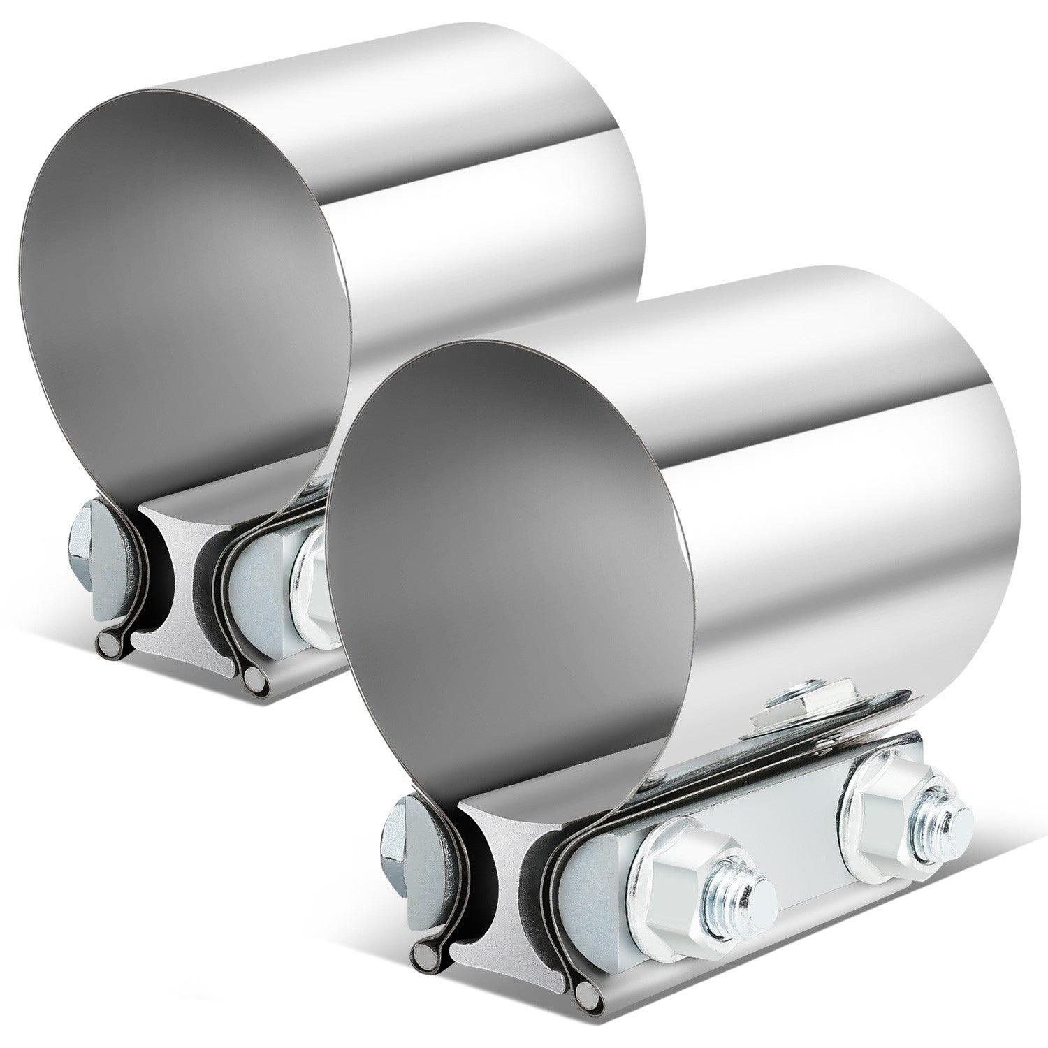2 x 2.75" OD Butt Joint Band Exhaust Clamp Muffler Pipe Sleeve Coupler