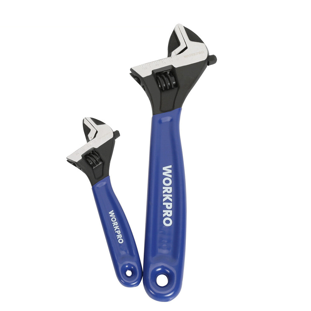 WORKPRO 2PC Adjustable Wrench Set Wide Jaw