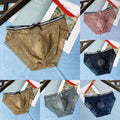 Breathable Men Seamless Lace Stripe Underwear Briefs Pouch