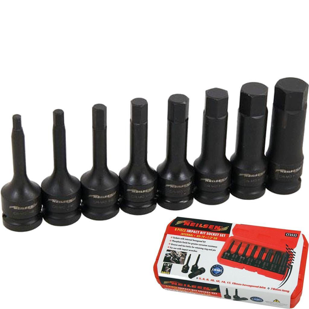 Neilsen 8pc Impact Hex Bit Sockets Set